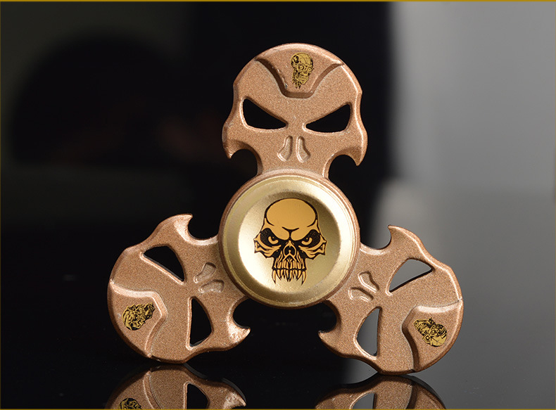SKULL Style Aluminum Metal Fidget Spinner Stress Reducer Toy for Autism Adult, Child (Bronze)
